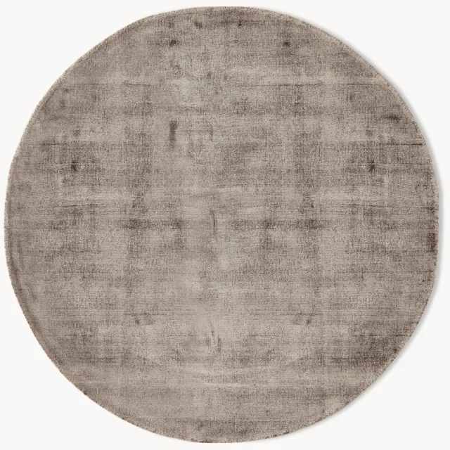 Westwing Collection Rond viscose vloerkleed Jane, handgeweven Taupe