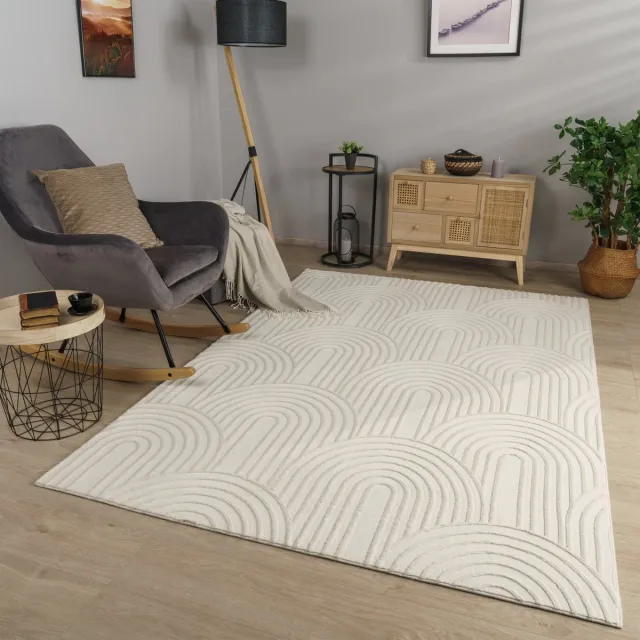 TT Home Woonkamertapijt eetkamer kortpolig geometrisch uiterlijk Skandi Boho effen kleuren 160 x 220 cm Rechthoek 160 x 220 cm Rechthoek beige