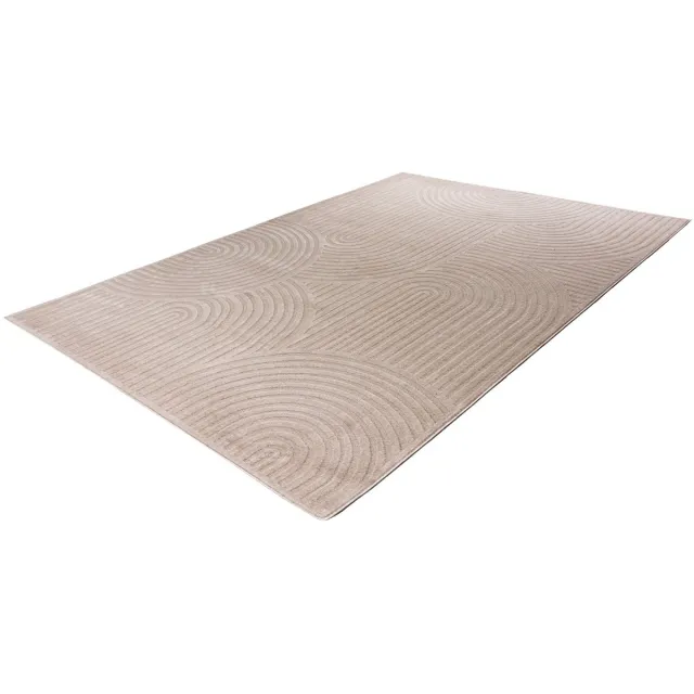Lalee Japandi Vloerkleed - Laagpolig - Modern Tapijt - Beige - 3D-effect - Comfortabel en Duurzaam