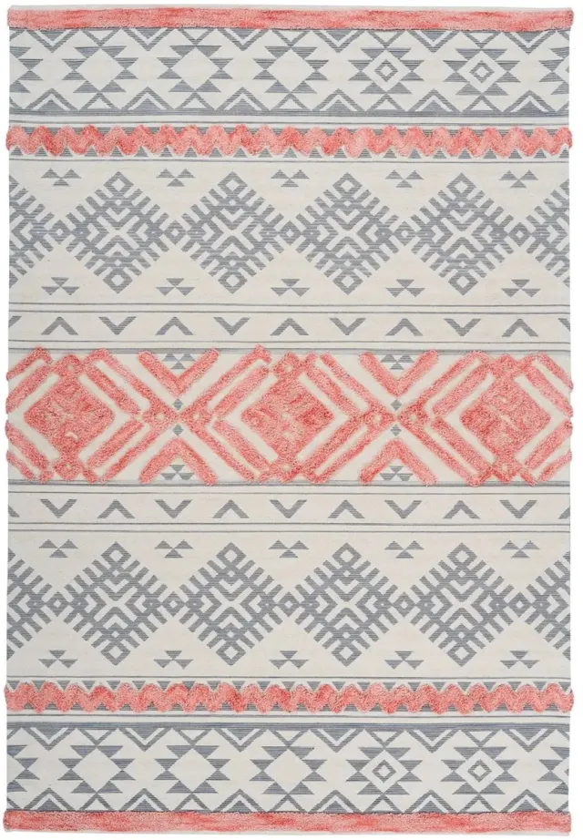Dutch XXL Laagpolig Vloerkleed | Tapijt | Ethnie | Geometrisch | Grijs/Abrikoos | 200x290 cm Grijs / Abrikoos