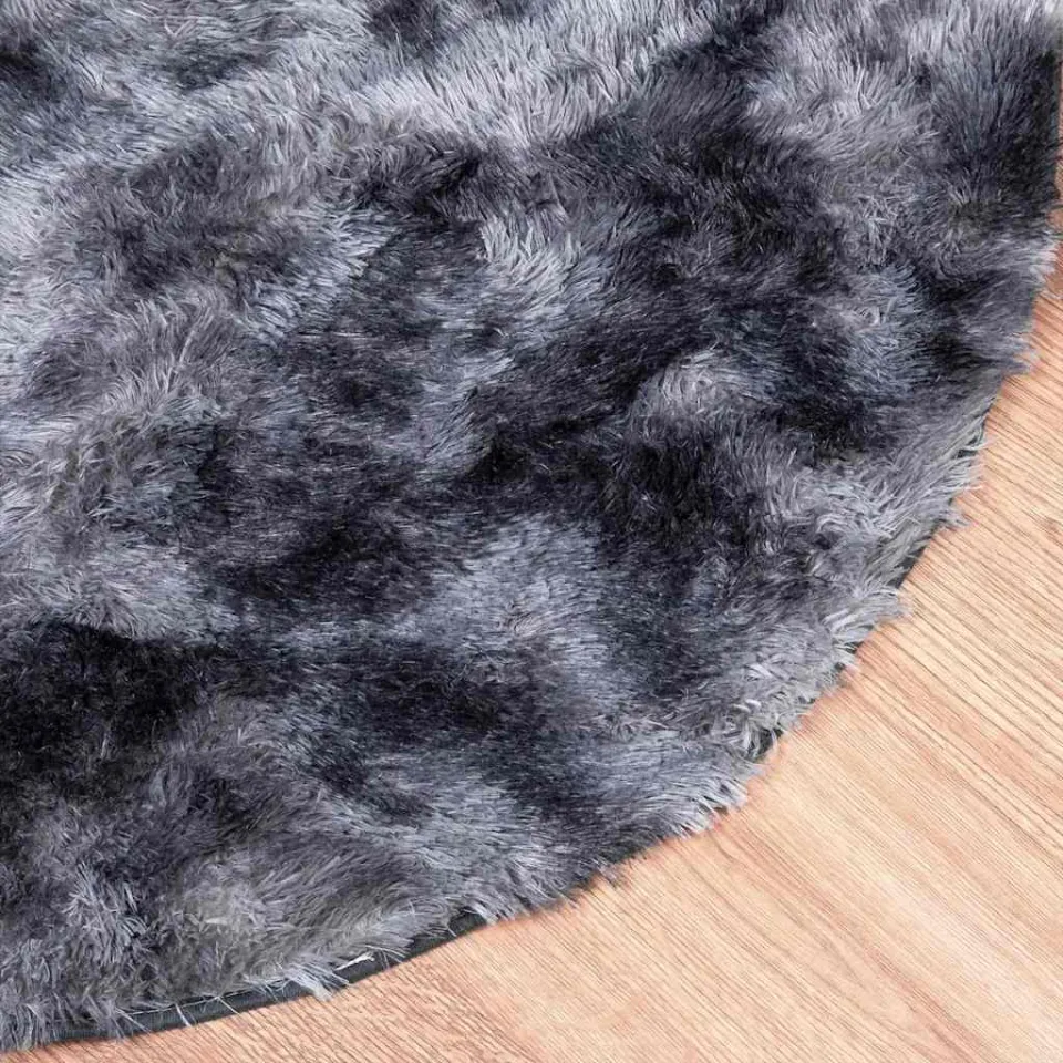 vidaXL Hoogpolig vloerkleed NAVARRA 100x100 cm polyester donkergrijs grijs, foto 4
