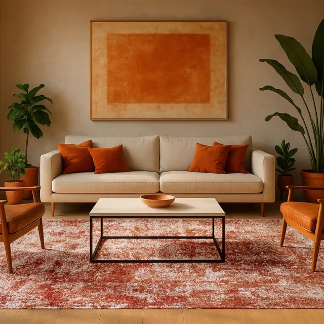 LOLA&MOI Binnen & Buiten Vloerkleed - 80 x 150 cm - Lola&Moi Paint Marrakech - Laagpolig Tapijt - Gerecycled PET - Made in Belgium - Circulair Rood