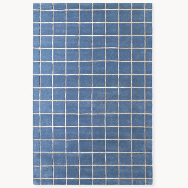 Westwing Collection Handgetuft hoog-laag wollen vloerkleed Kallie Blauw