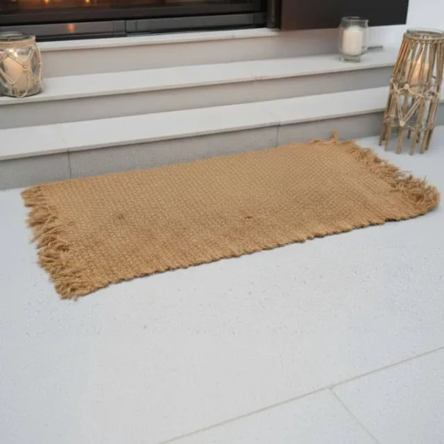 4shine Kokos vloerkleed met franjes 80x150 cm - rechthoekig vloerkleed - 4shine Naturel