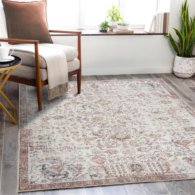 My Ninki ® Vintage Bohemian Laagpolig Vloerkleed 90x150 cm Rood Met Bloemenpatroon Voor Elke Kamer