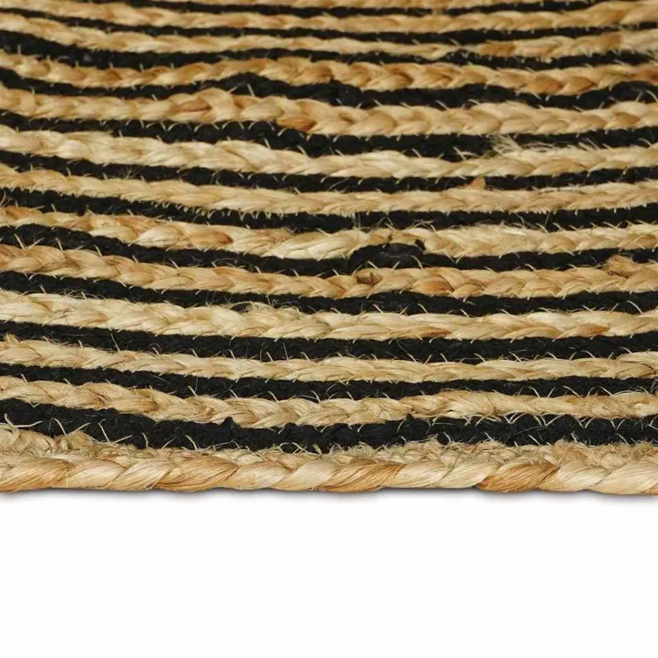 vidaXL Gebied Tapijt Naturel en Zwart 122 x 183 cm Jute, foto 4