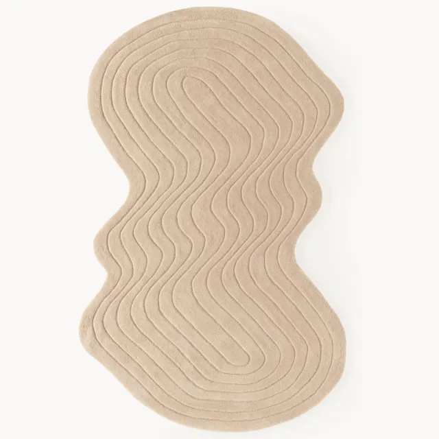 Westwing Collection Handgetuft wollen vloerkleed Aliza in organische vorm Beige