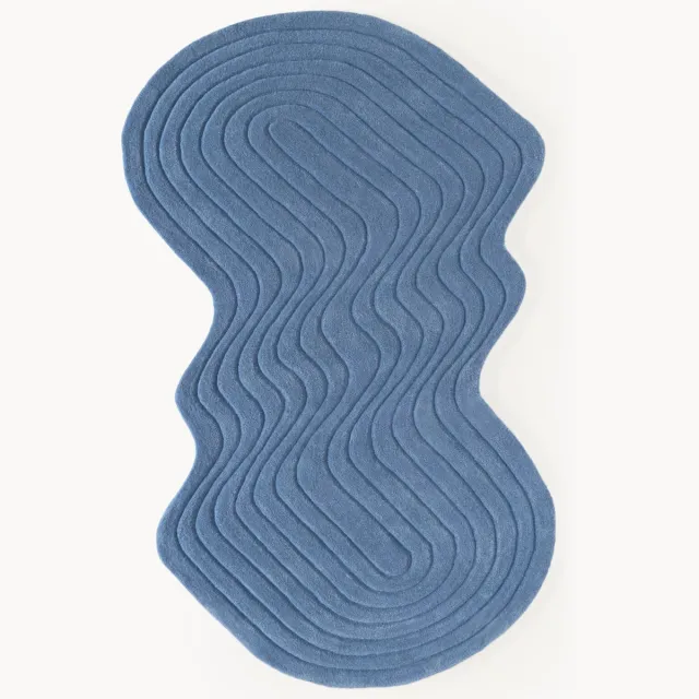 Westwing Collection Handgetuft wollen vloerkleed Aliza in organische vorm Blauw