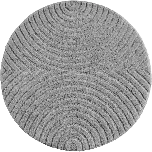 Moonay Kiyaro Arco Vloerkleed Grijs 280 x 370 cm - Japandi Scandinavisch - Lijnen en Bogen - Hoog- en Laagpolig 3D