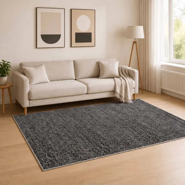 vidaXL Vloerkleed Antraciet 120 x 180 cm 100% Polyester 3 mm Wasbaar, foto 2