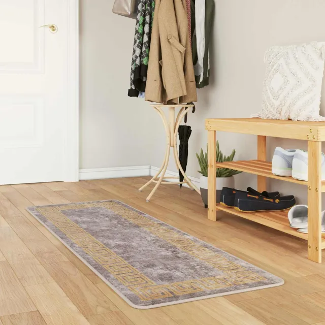 vidaXL Vloerkleedloper MARSA Grijs en Goud 50 x 200 cm, foto 2