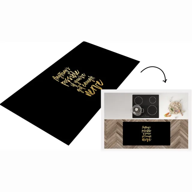 KitchenYeah Keukenloper - Loper keuken - Zelfvertrouwen - Goud - Zwart - Keukenloper vinyl Multicolor