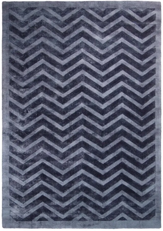 Dutch XXL Retro Vloerkleed | Tapijt | Luxury | Zigzag | Marineblauw