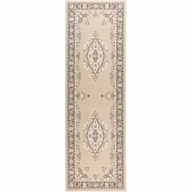vidaXL Lopers - Tapijt - FLORNES - Geweven - Ecru - patroon - 80 - x - 150 - cm - PP - 7 - mm Ecru patroon