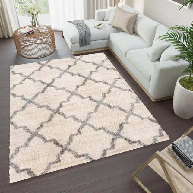 Tapiso Versay Vloerkleed Hoogpolig Shaggy Boho Tapijt creme