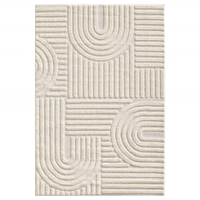 Tapijtenmagazijn Japandi Art Vloerkleed Crème – Scandinavisch & Japans Design – Laagpolig – 200x290 cm Creme