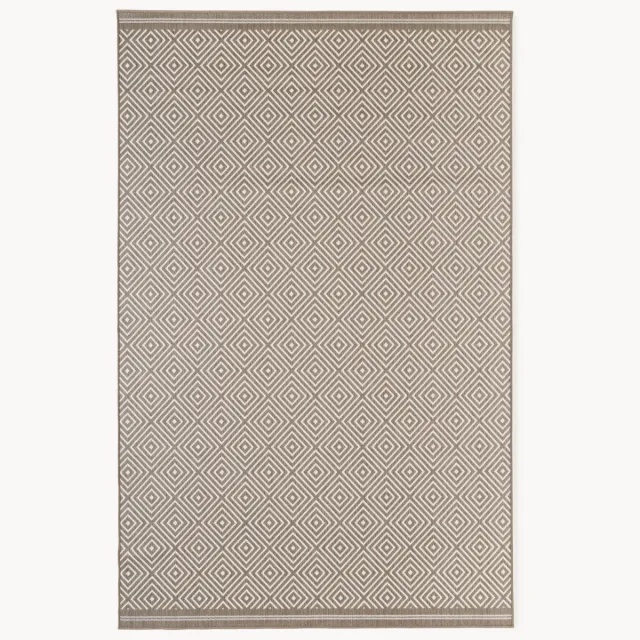 Westwing Collection Outdoor dubbelzijdig vloerkleed Reddy met ruitjesmotief Bruin