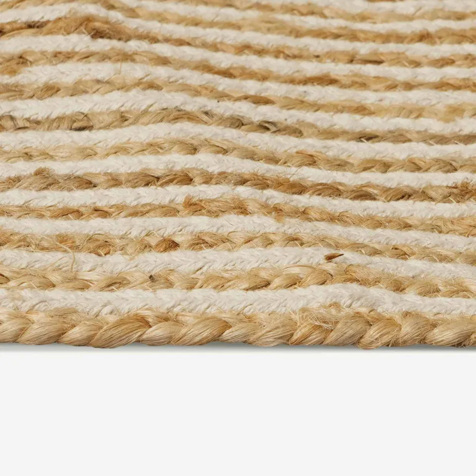 vidaXL Gebied Tapijt Wit Ø 180 cm Jute, foto 4