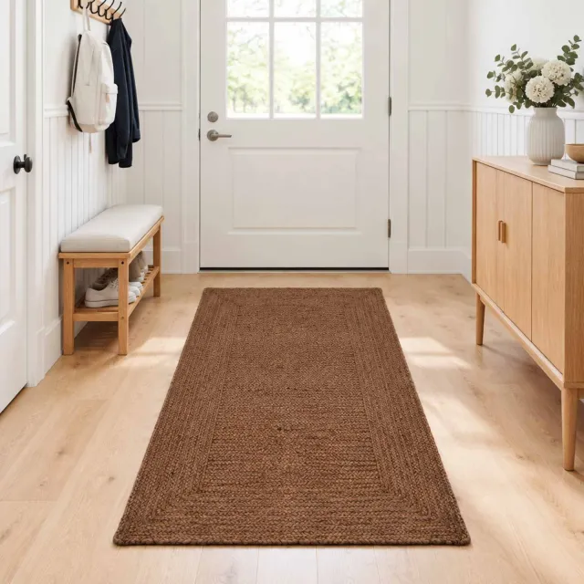 vidaXL Gebied Tapijt Grijs 80 x 200 cm Jute, foto 2