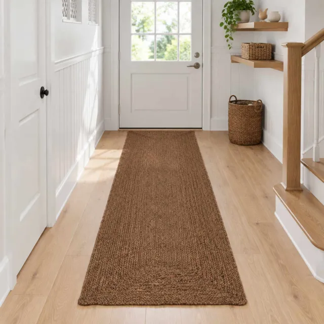 vidaXL Gebied Tapijt Grijs 80 x 400 cm Jute, foto 2