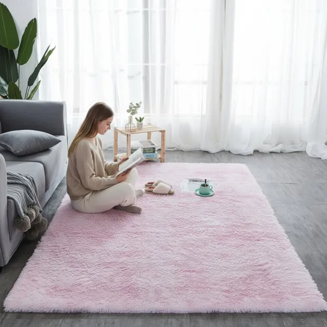 Happyment Zacht fluffy vloerkleed - Wasbaar - Hoogpolig tapijt - woonkamer, slaapkamer, kinderkamer - Licht roze - 160x230cm