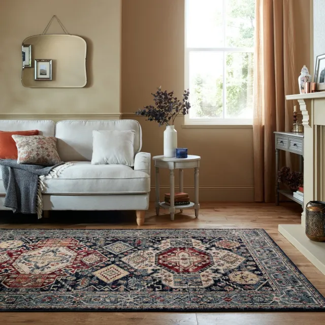 flycarpets Laagpolig vloerkleed Gillingham- Klassiek - Blauw 80 x 150 cm