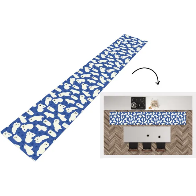 KitchenYeah Keukenloper - Loper keuken - Sneeuw - IJsbeer - Dieren - Winter - Patroon - 300x50 cm - Keukenloper vinyl Multicolor