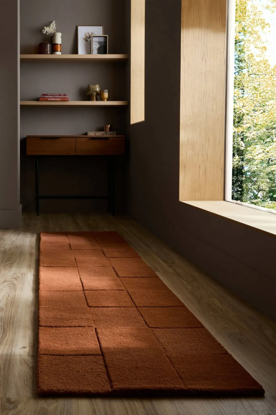 Flair Rugs Checkerboard Wool Modern loper terra, foto 2