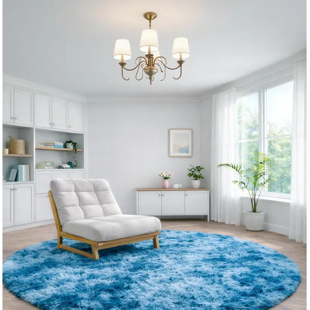 Duraxl Rond vloerkleed - Hoogpolig - 150 cm - Marineblauw