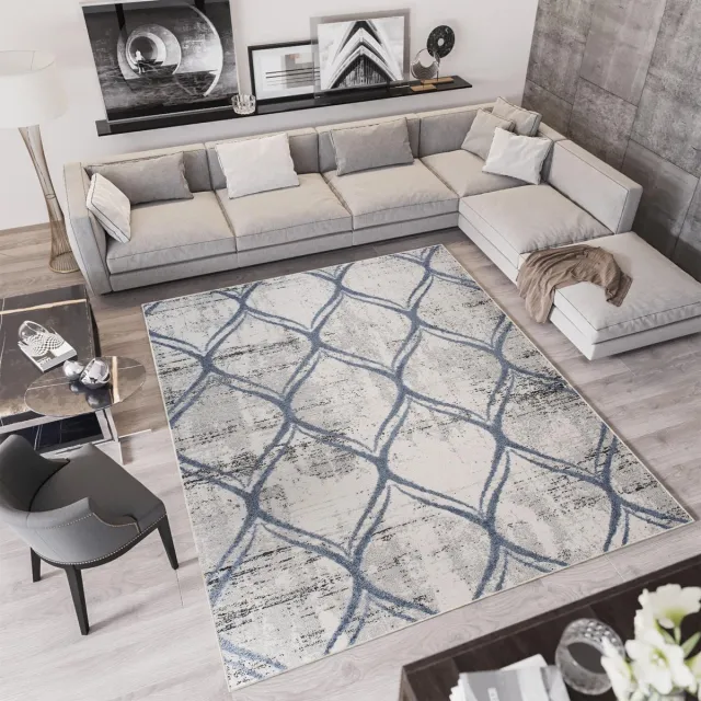 Tapiso Troya Vloerkleed Woonkamer Slaapkamer Donker Creme Geometrische Vormen Stijlvol Design Eyecatcher Interieur Woonsfeer Modern Trendy Duurzaam Hoogwaardig Tapijt Maat - 120x170