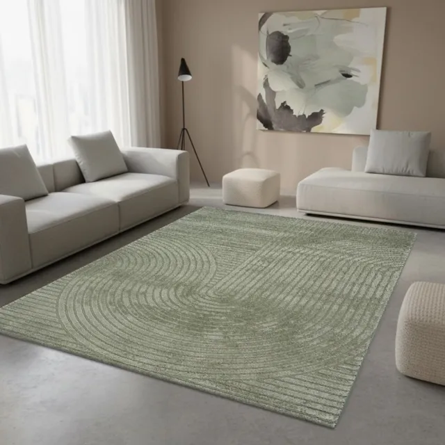 TapisTrend Designer tapijt Groen 160x230 cm Modern vloerkleed met grote, in elkaar verweven bogen en reliëflijnen voor de woonkamer