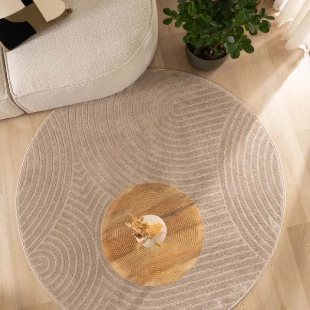 Nordic Weavers Scandinavisch vloerkleed rond - Contour Curve beige 160
