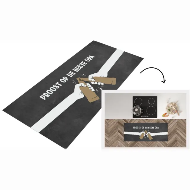KitchenYeah Keukenloper - Loper keuken - Vaderdag kados - Opa - Proost op de beste opa - Quote - Spreuken - Keukenloper vinyl Multicolor