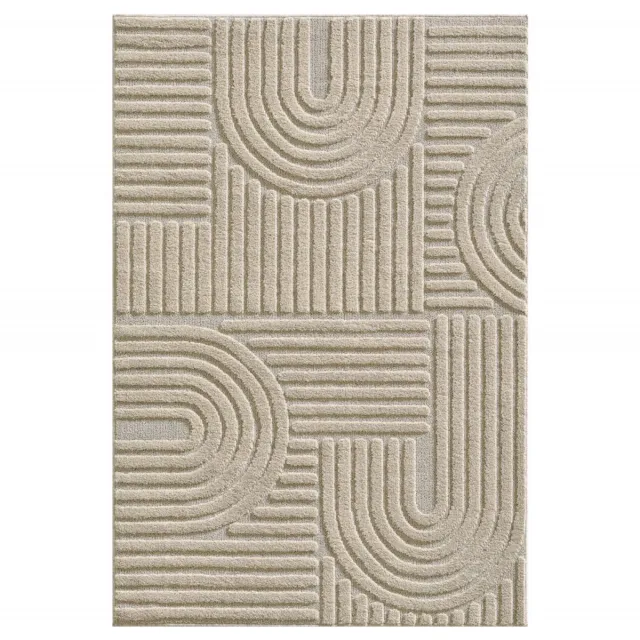 Tapijtenmagazijn Japandi Art Vloerkleed Beige – Scandinavisch & Japans Design – Laagpolig – 240x340 cm