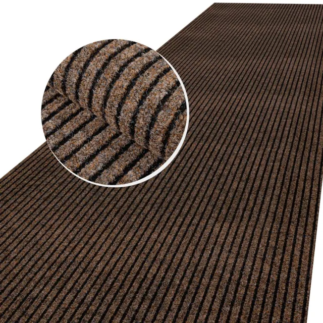ANRO Loper Mischa Bruin 350x100cm – Schoonloopmat Antislip Op Maat