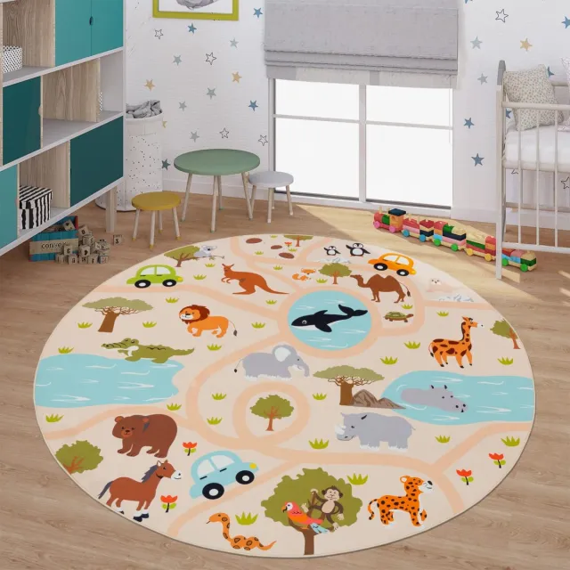 TT Home Kinderkamertapijt tapijt jongen meisje kinderkamertapijt baby antislip straat 160 x 160 cm Rechthoek 160 x 160 cm Rechthoek veelkleurig