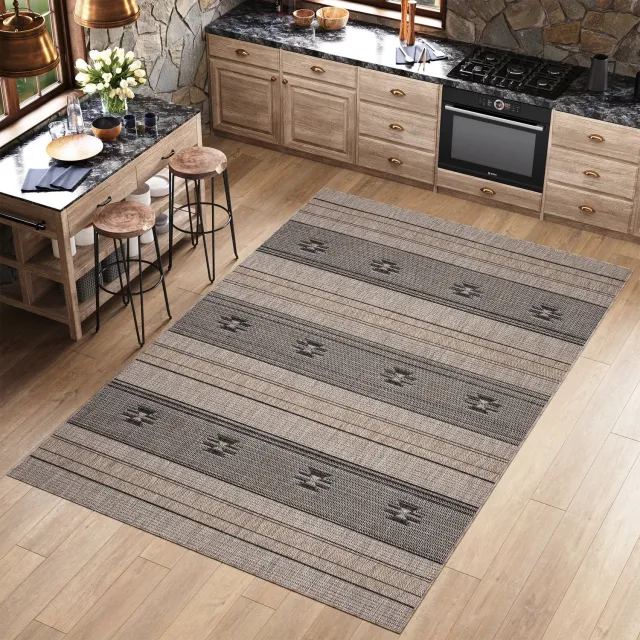 Tapiso Melissa Vloerkleed Bruin Binnen Buiten Gestreept Tapijt Maat- 240x330 Bruin 11