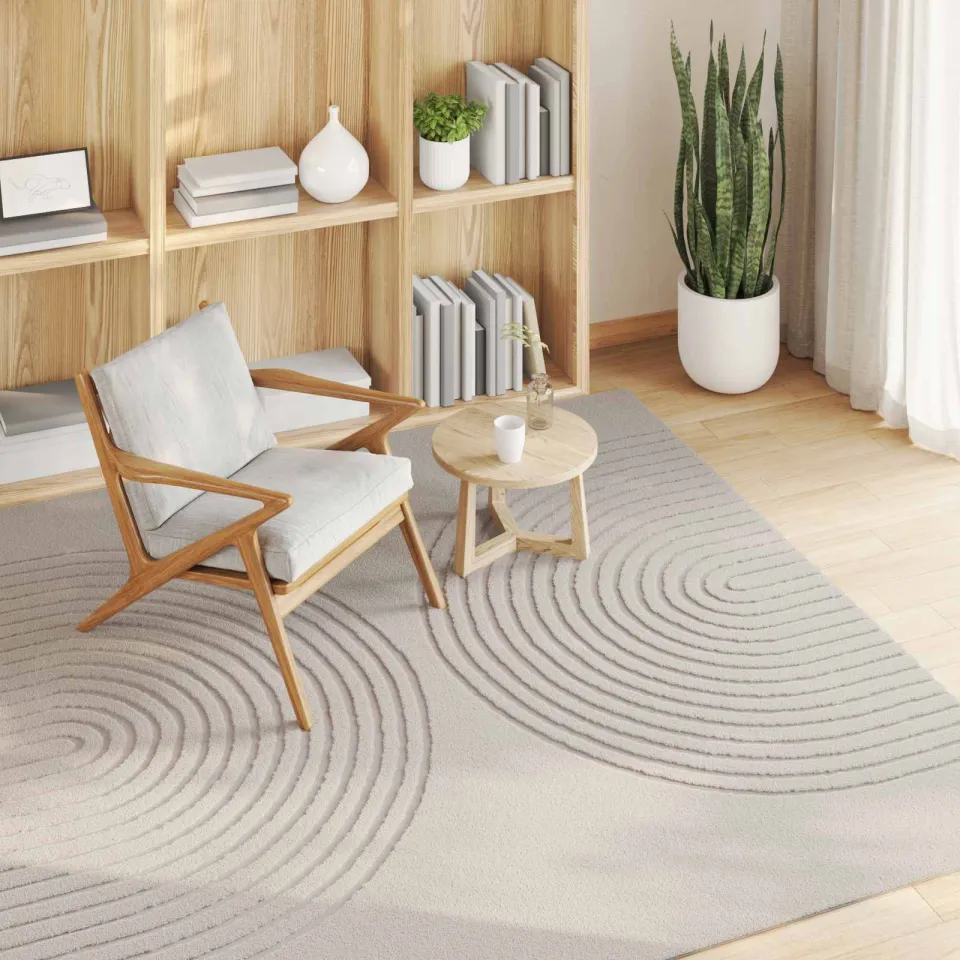 vidaXL Binnen kleed GALATI Crèmekleurig 200 x 200 cm Polyester, foto 3