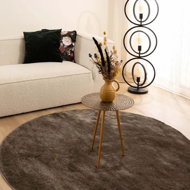 Paon Brillant Velours vloerkleed rond - Flair taupe 100