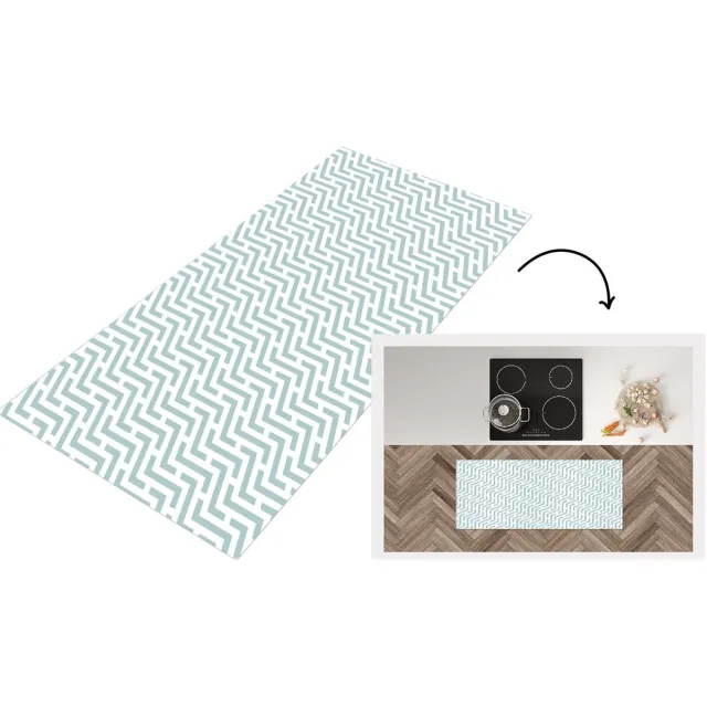 KitchenYeah Keukenloper - Loper keuken - Design - Geometrie - Patroon - Groen - Keukenloper vinyl Multicolor