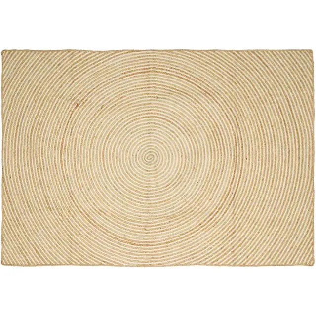 vidaXL Gebied - Tapijt - Natuurlijk - en - Wit - 160 - x - 230 - cm - Jute Natuurlijk en Wit