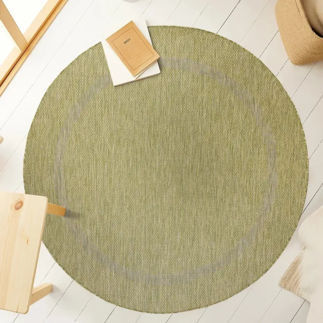 Muratap Relax Uni Binnen en Buiten - Rond Vloerkleed - Indoor & Outdoor - Laagpolig Effen - Groen- 120 CM ROND
