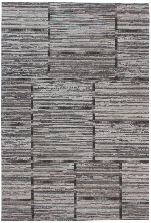 Padiro design laagpolig vloerkleed 80 x 150 cm - lichtgrijs - modern geometrisch patroon - patchwork - voor vloerverwarming - van wol, polyester en katoen