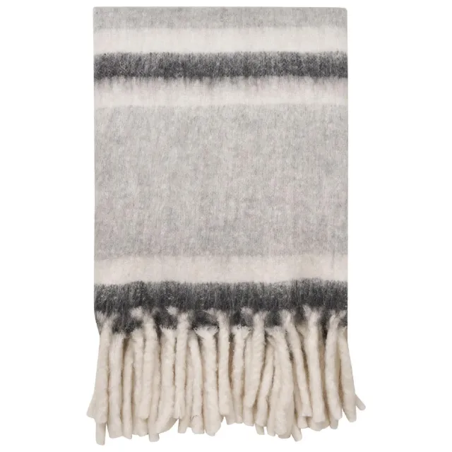 Nest of Nora Plaid deken - Wolmix 130x170 cm - Grijs/Wit