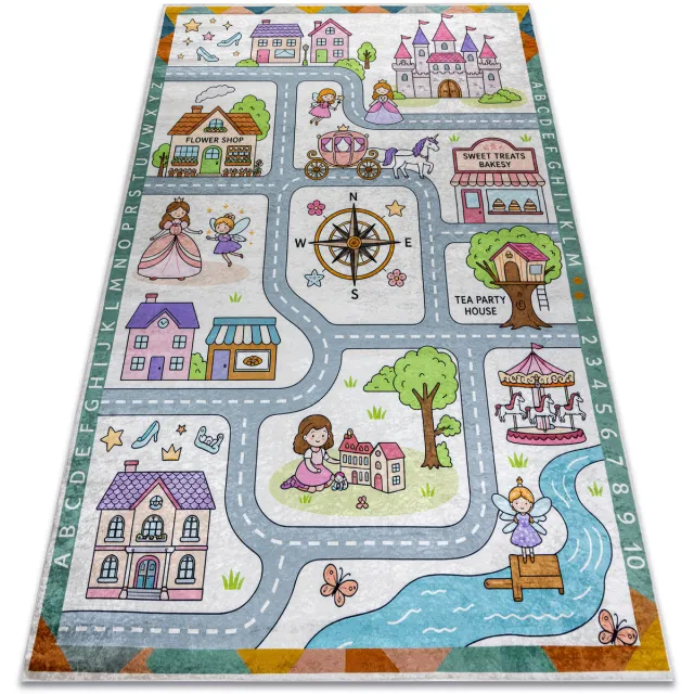RUGSX Kleden Rugsx BAMBINO 61430 tapijt wasbaar Prinses, alfabet dier 200x290 cm Grijs