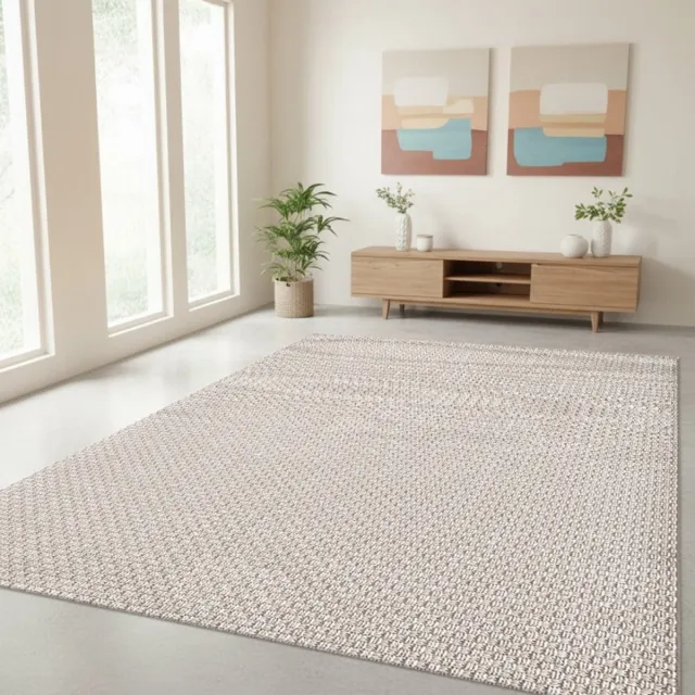TapisTrend Designer tapijt Beige 120x170 cm Geweven binnen-/buitenkleed met een gestructureerde textuur voor terras, balkon, woonkamer en eetkamer