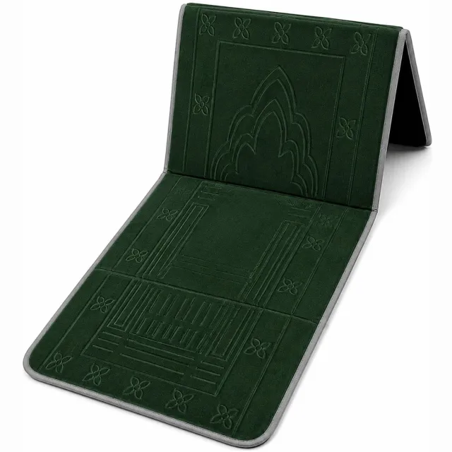 Baraka Treasures Gebedskleed met Rugleuning - Opklapbare Gebedskleed - Gebedskleed met Rugsteun - Opvouwbare Gebedsmat - Inclusief Tas - Sajada - Seccade - Eid Cadeau - 110cm x 55cm - Groen