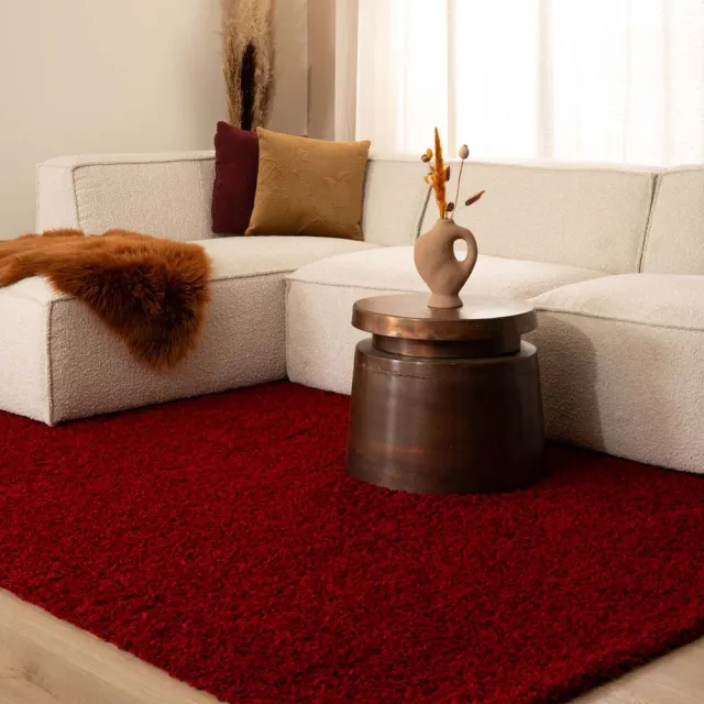 Tapeso Vierkant hoogpolig vloerkleed - Shaggy Trend rood 200x200