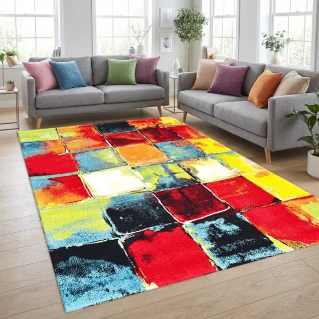 TapisTrend Designer tapijt Multicolor 160x230 cm Veelkleurig abstract geometrisch vloerkleed met grote blokken en een geschilderd effect