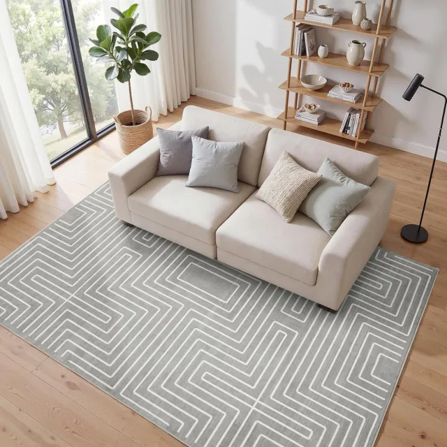 Little Trees LITTLE TREE Geometrisch Tapijt - 160 x 230 cm - Wasbaar 30°C - Anti‑slip - Oeko‑Tex - Grijs - voor Woonkamer - Slaapkamer - Hal - Kinderkamer
